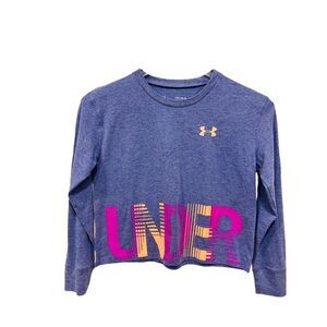 Under Armour Youth Girls Crop Top Purple Long Sleeve Size M
